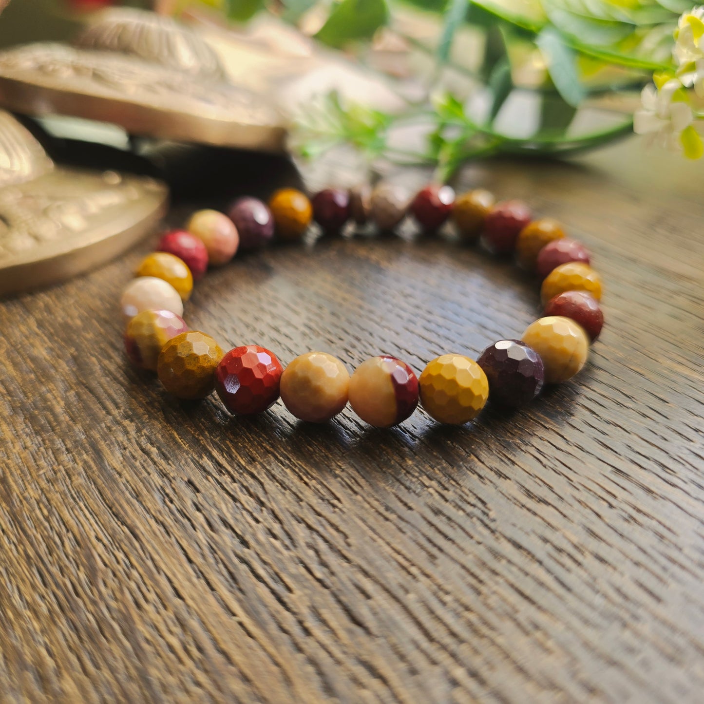 Bracelet en Jaspe mokaïte - perles facettées - 8mm