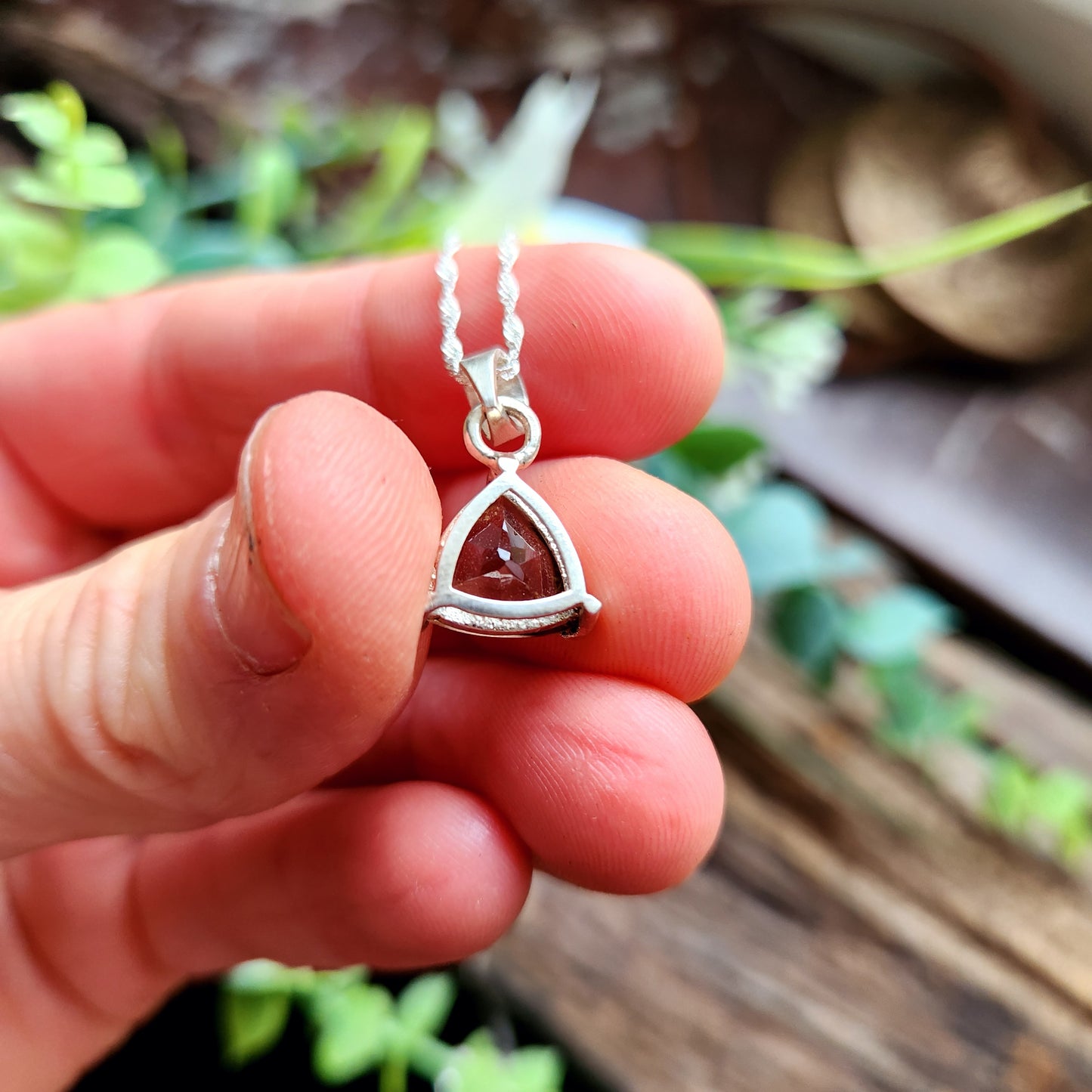 Pendentif en Quartz fumé facetté n°1 + chaîne Argent