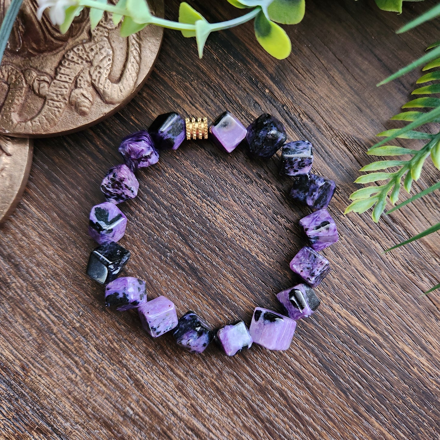 Bracelet en Charoïte - 8mm cubes