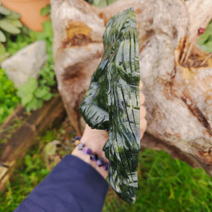Sculpture Tête de Lion en Jade vert