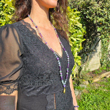 Mala Ether - Eveil spirituel - Fluorite, Améthyste et Charoïte - n°2