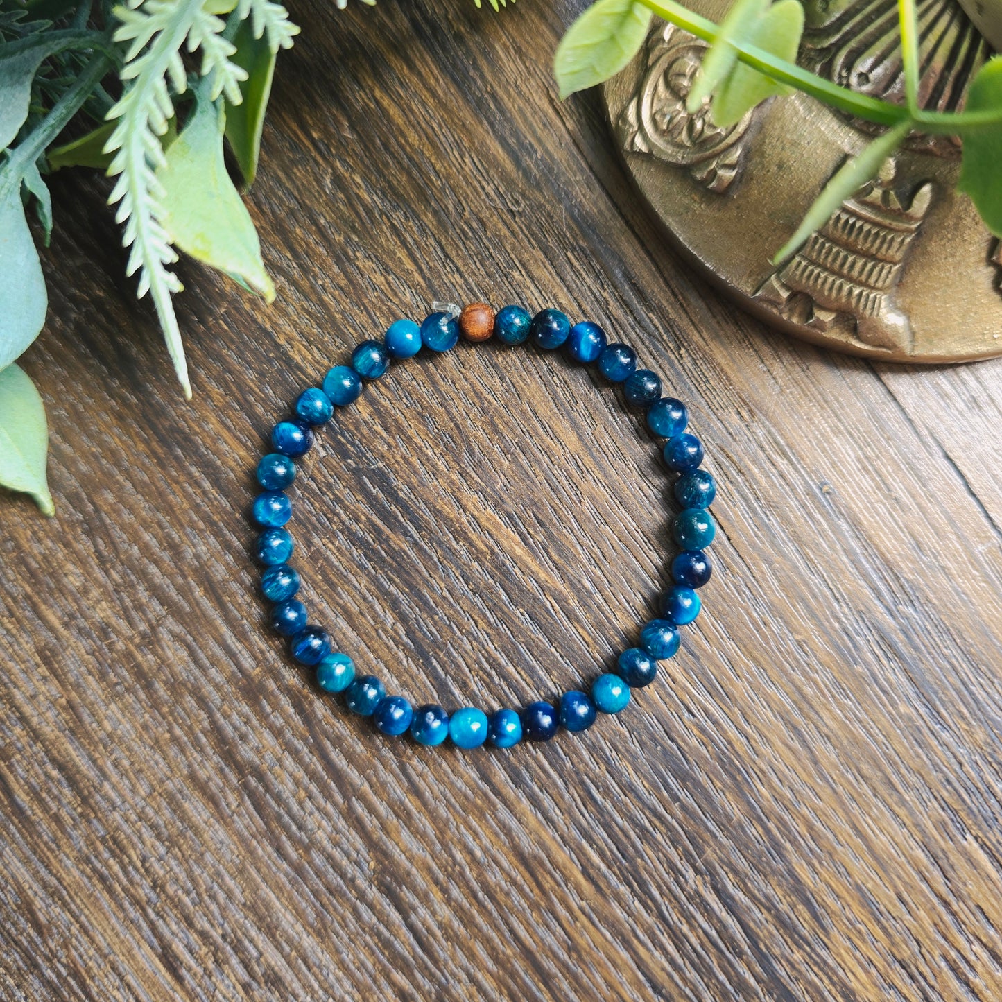 Bracelet en Œil de tigre bleu - 4mm