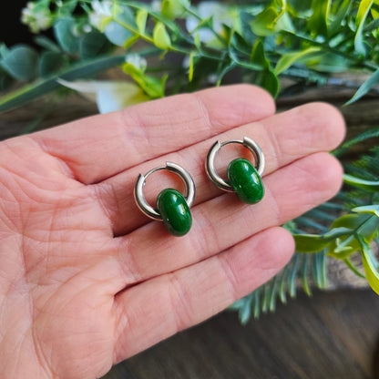 Boucles d'oreilles argentées en Jade - Donuts