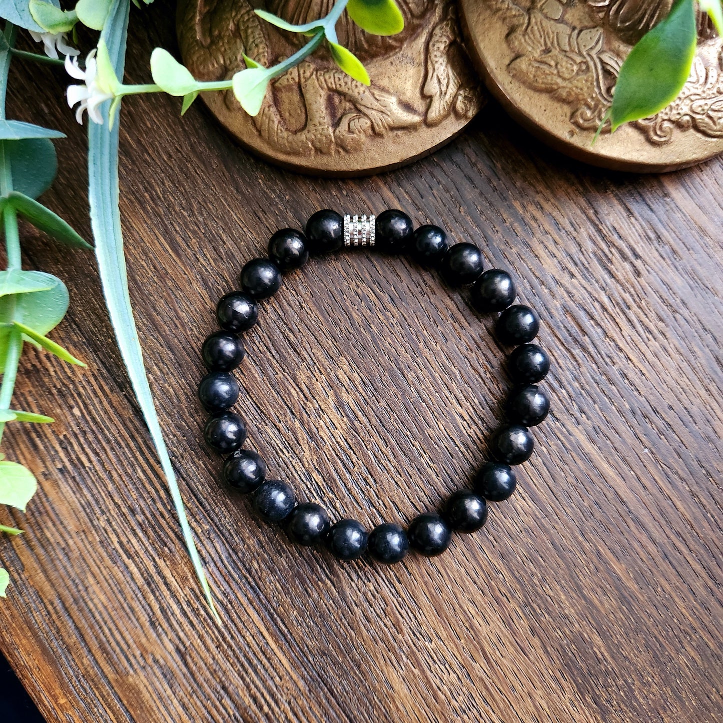 Bracelet en Shungite - perles rondes - 8mm