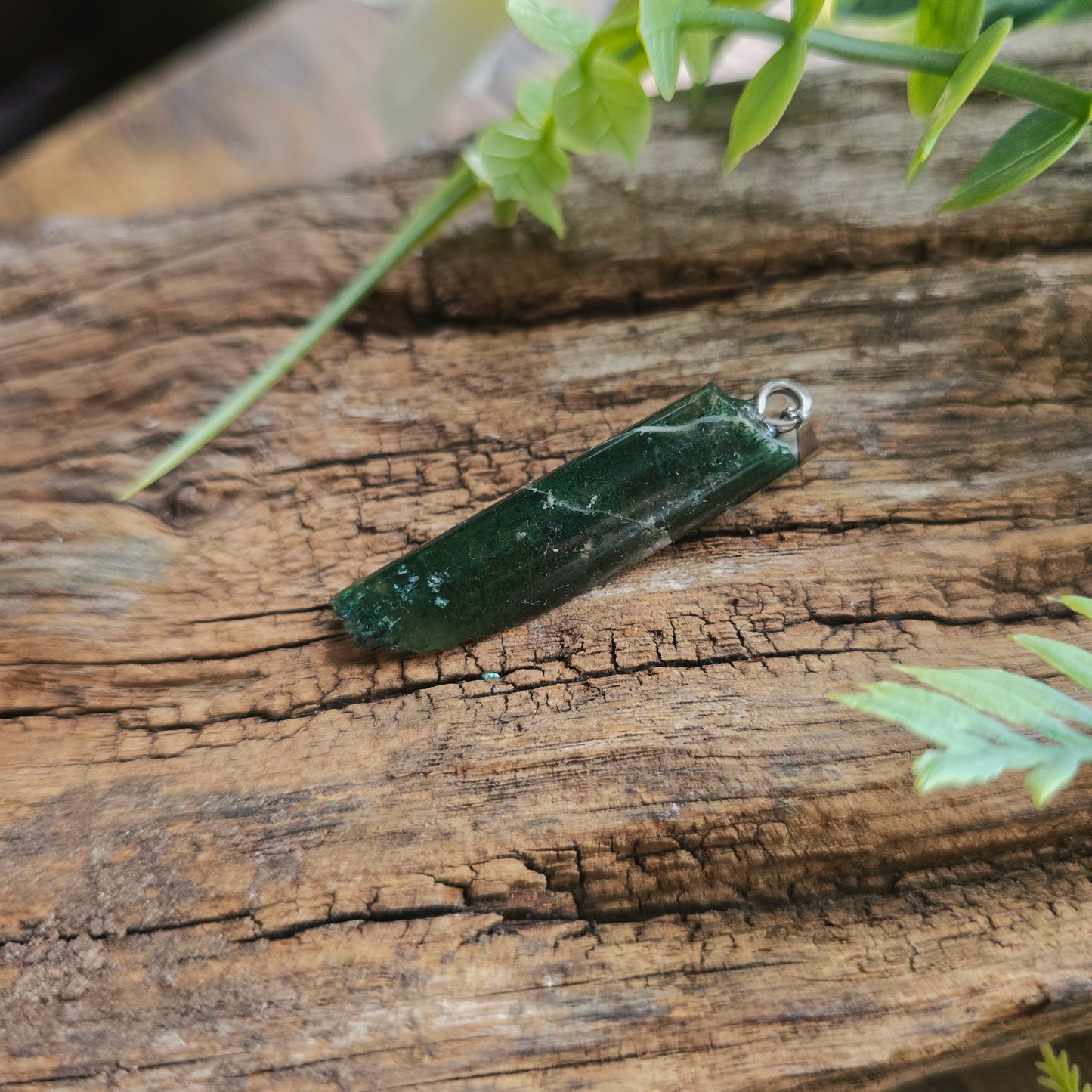Pendentif Totem en Agate mousse - n°1