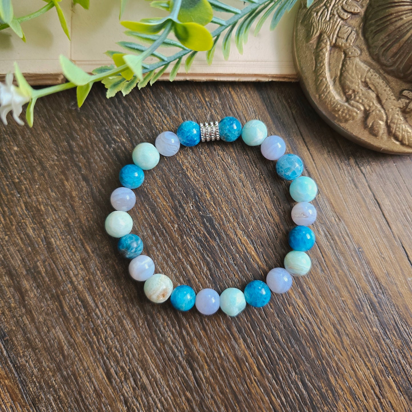 Bracelet Eau - Harmonie émotionnelle - Aragonite, Apatite bleue et Calcédoine