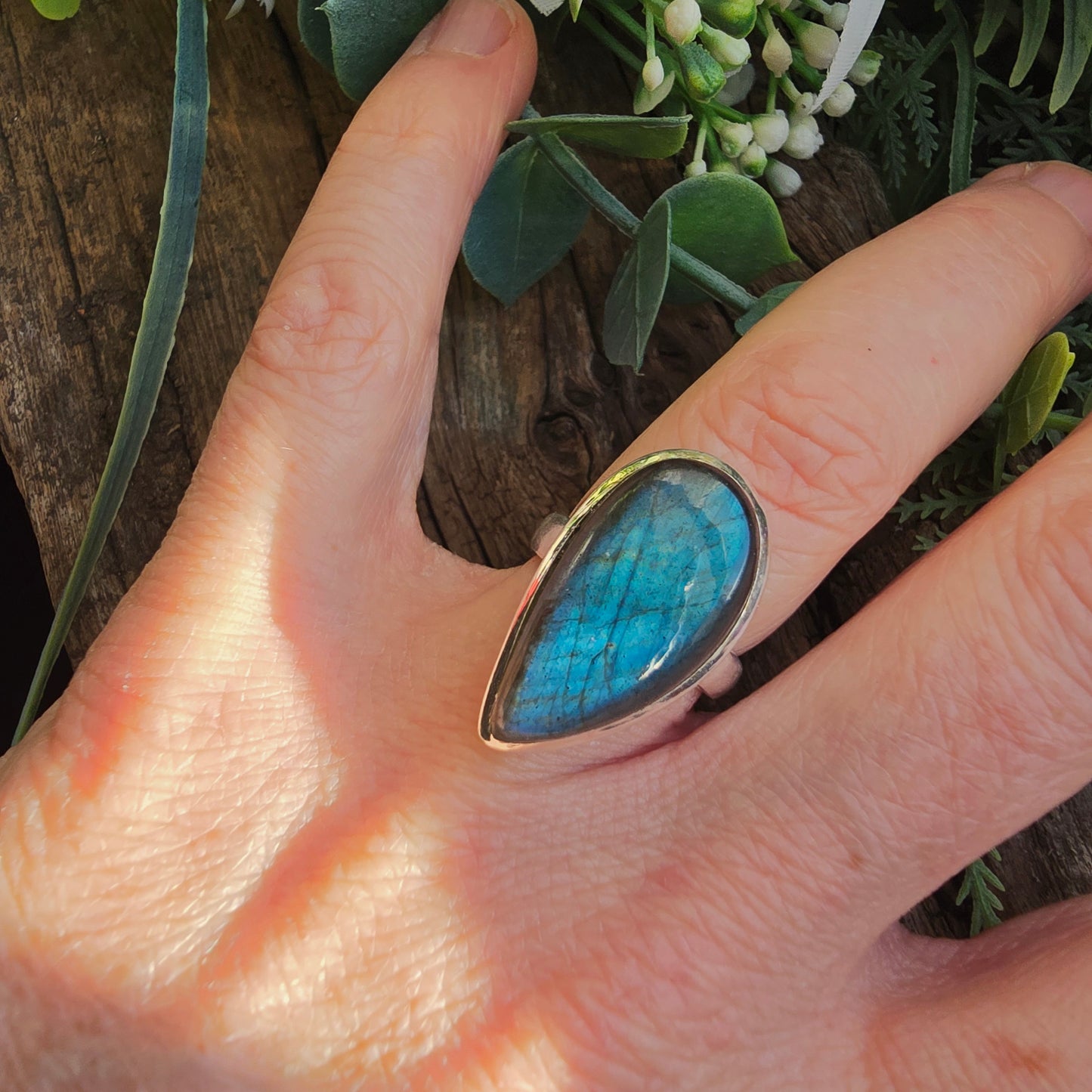 Bague réglable n°2 - Labradorite - Argent  925