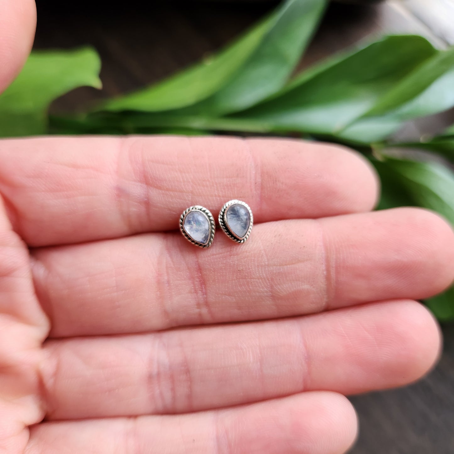Boucles d'oreilles en Labradorite - Clous n°1 - Argent 925