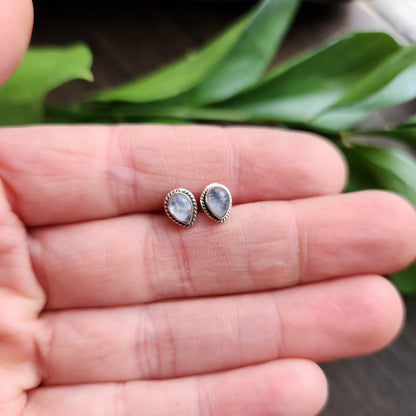 Boucles d'oreilles en Labradorite - Clous n°1 - Argent 925