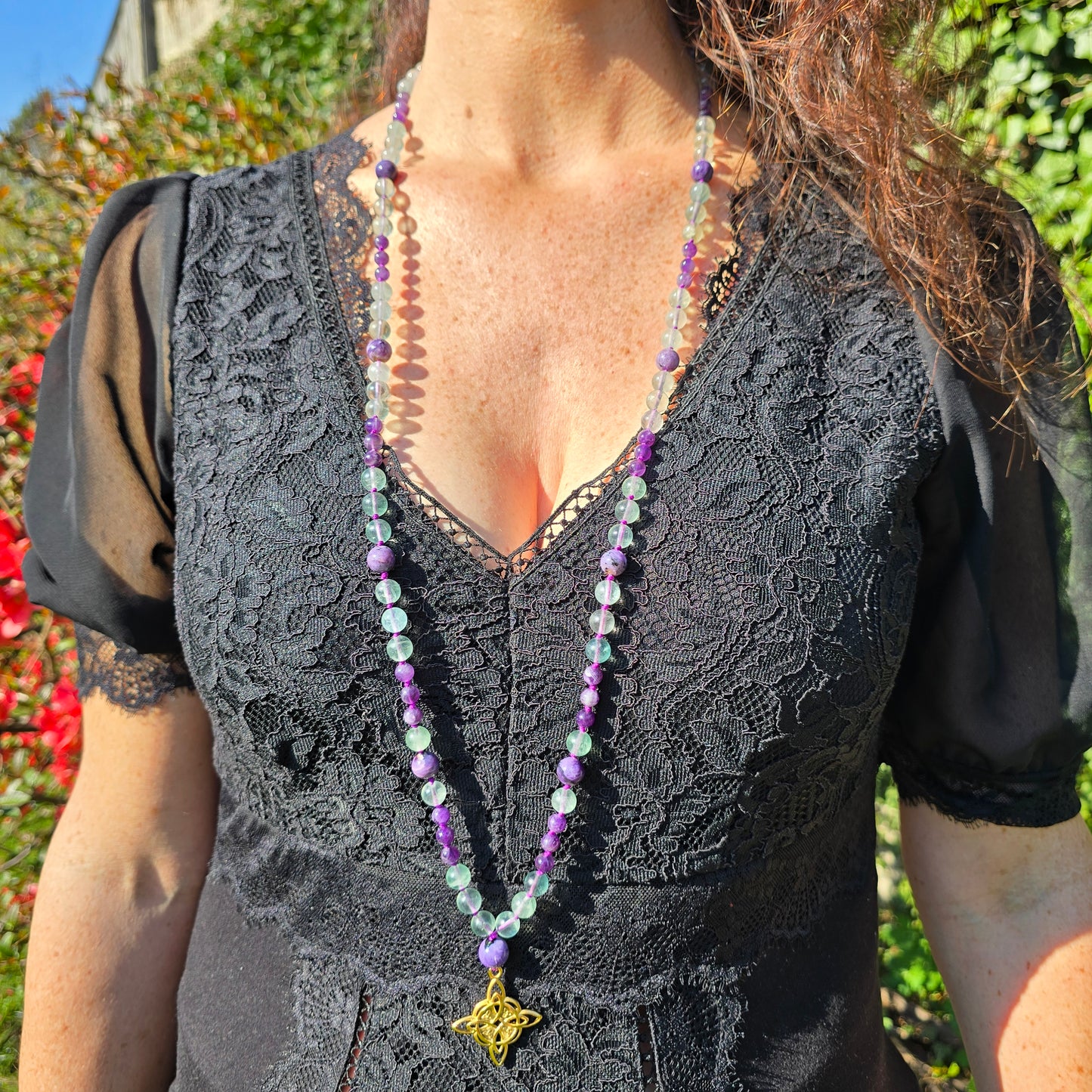 Mala Ether - Eveil spirituel - Fluorite, Améthyste et Charoïte - n°2