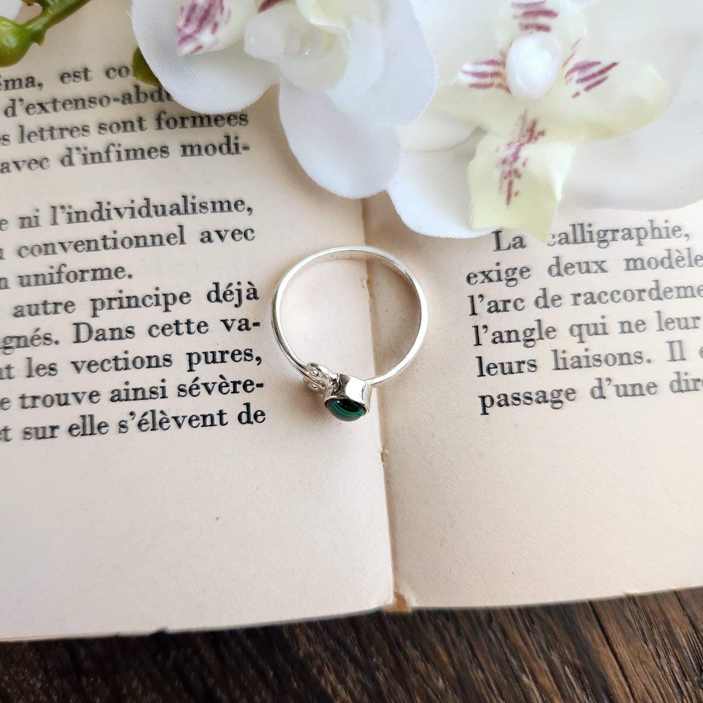 Bague réglable Vénus - Malachite - Argent 925