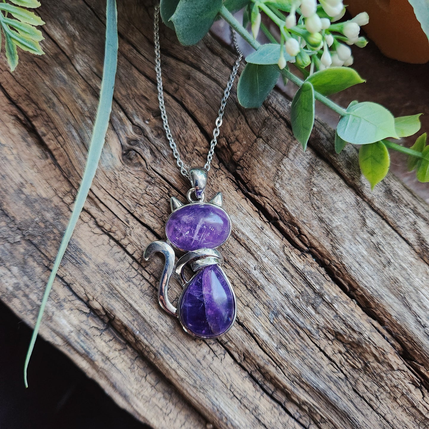 Pendentif chat en Améthyste
