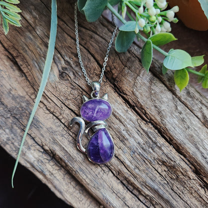 Pendentif chat en Améthyste