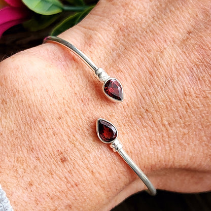 Jonc en Grenat rouge - Argent 925