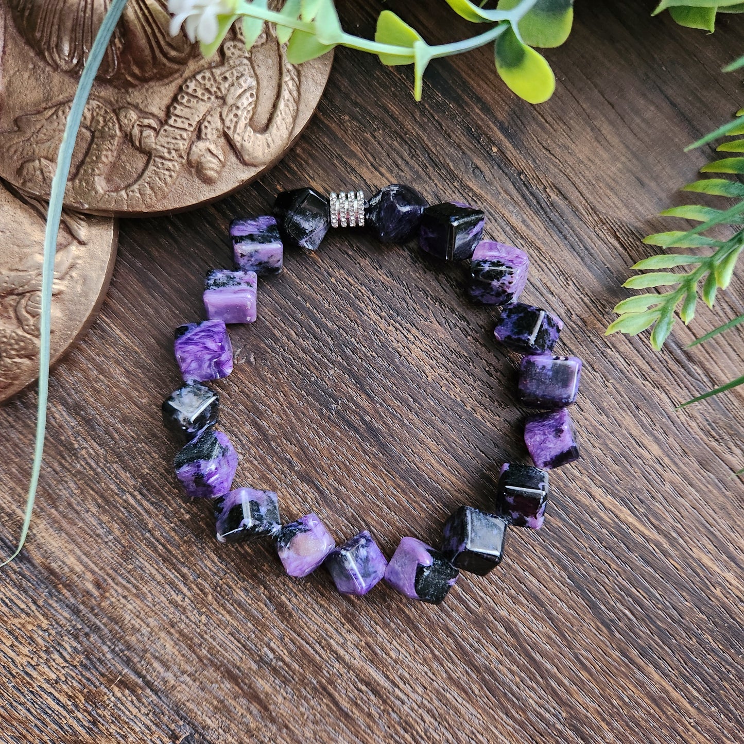 Bracelet en Charoïte - 8mm cubes