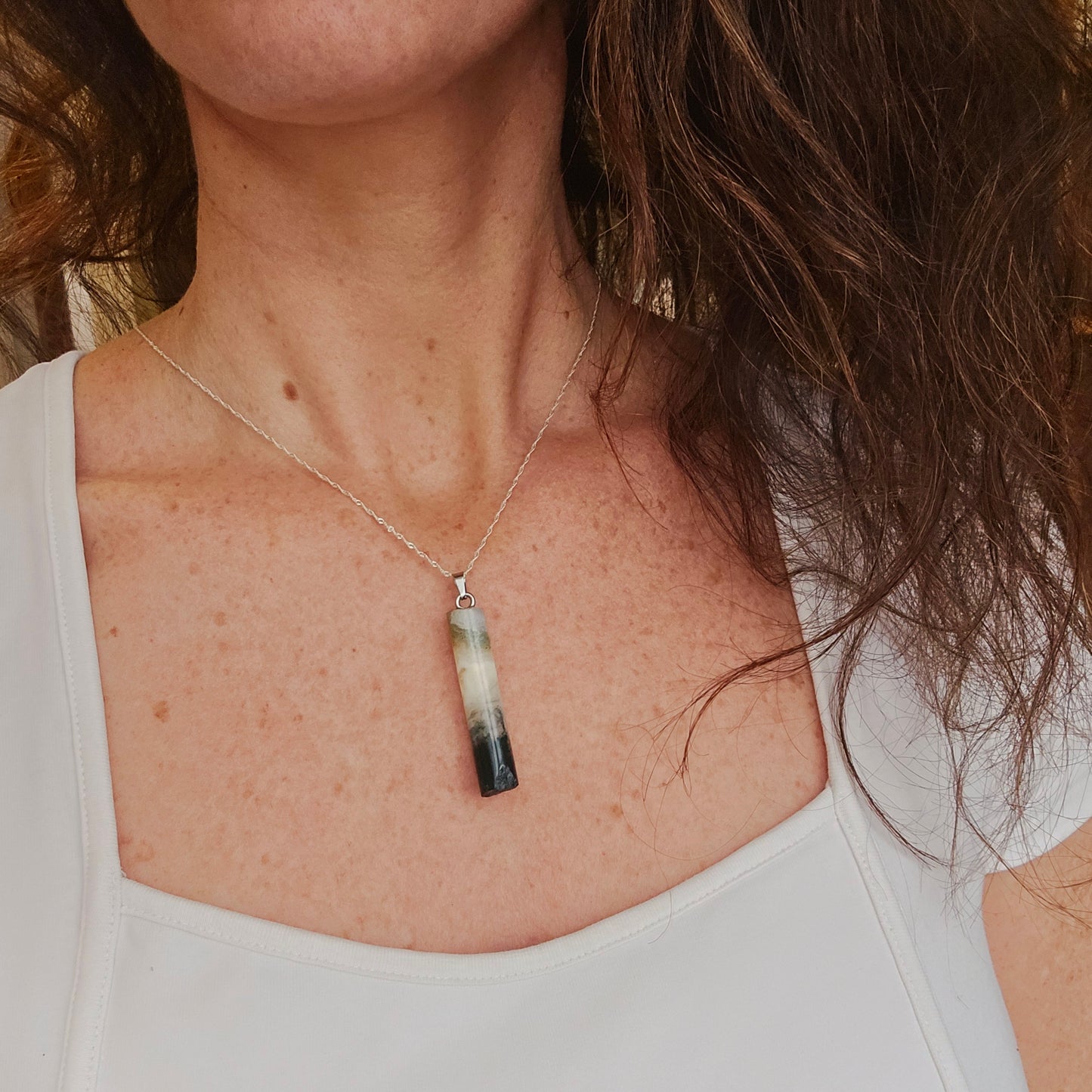 Pendentif Totem en Agate mousse - n°3