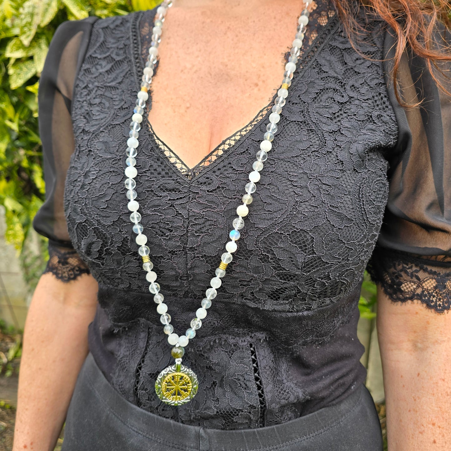 Mala Air - Paix intérieure - Pierre de lune, Labradorite et Cristal de roche - Boussole viking
