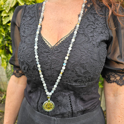 Mala Air - Paix intérieure - Pierre de lune, Labradorite et Cristal de roche - Boussole viking