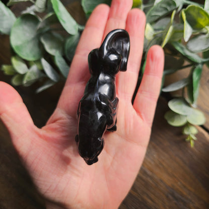 Léopard en Obsidienne argentée