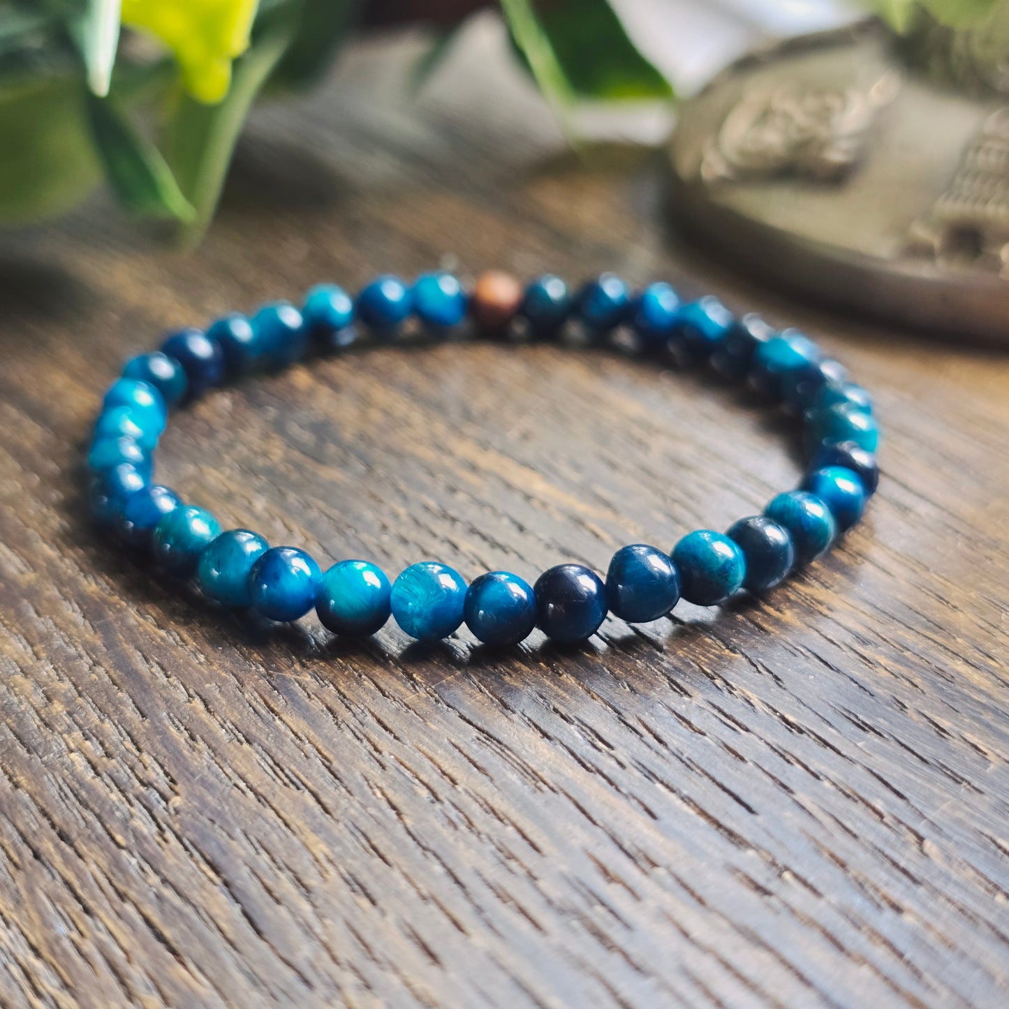 Bracelet en Œil de tigre bleu - 4mm