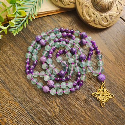 Mala Ether - Eveil spirituel - Fluorite, Améthyste et Charoïte - n°2