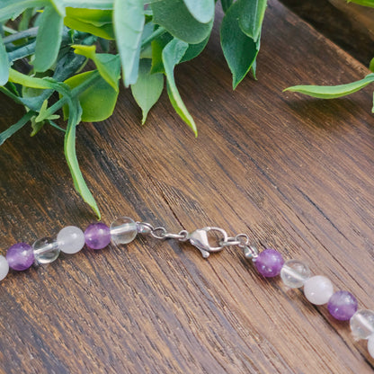 Collier en Quartz rose / Améthyste / Cristal de roche