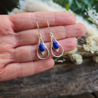 Boucles d'oreilles en Lapis lazuli - Goutte n°1 - Argent 925