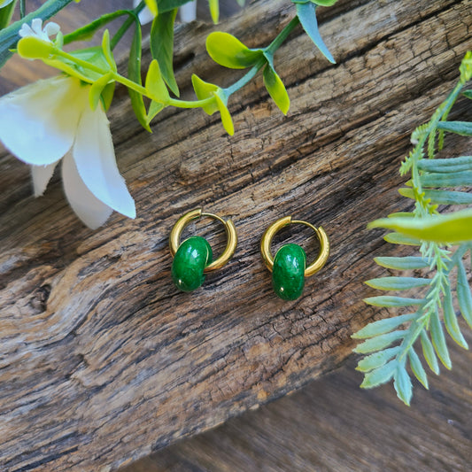 Boucles d'oreilles dorées en Jade - Donuts