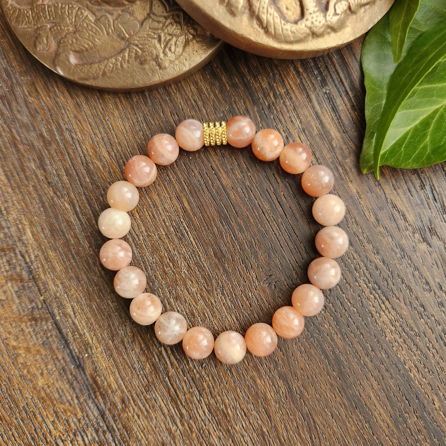 Bracelet en Pierre de Lune Pêche - 8mm