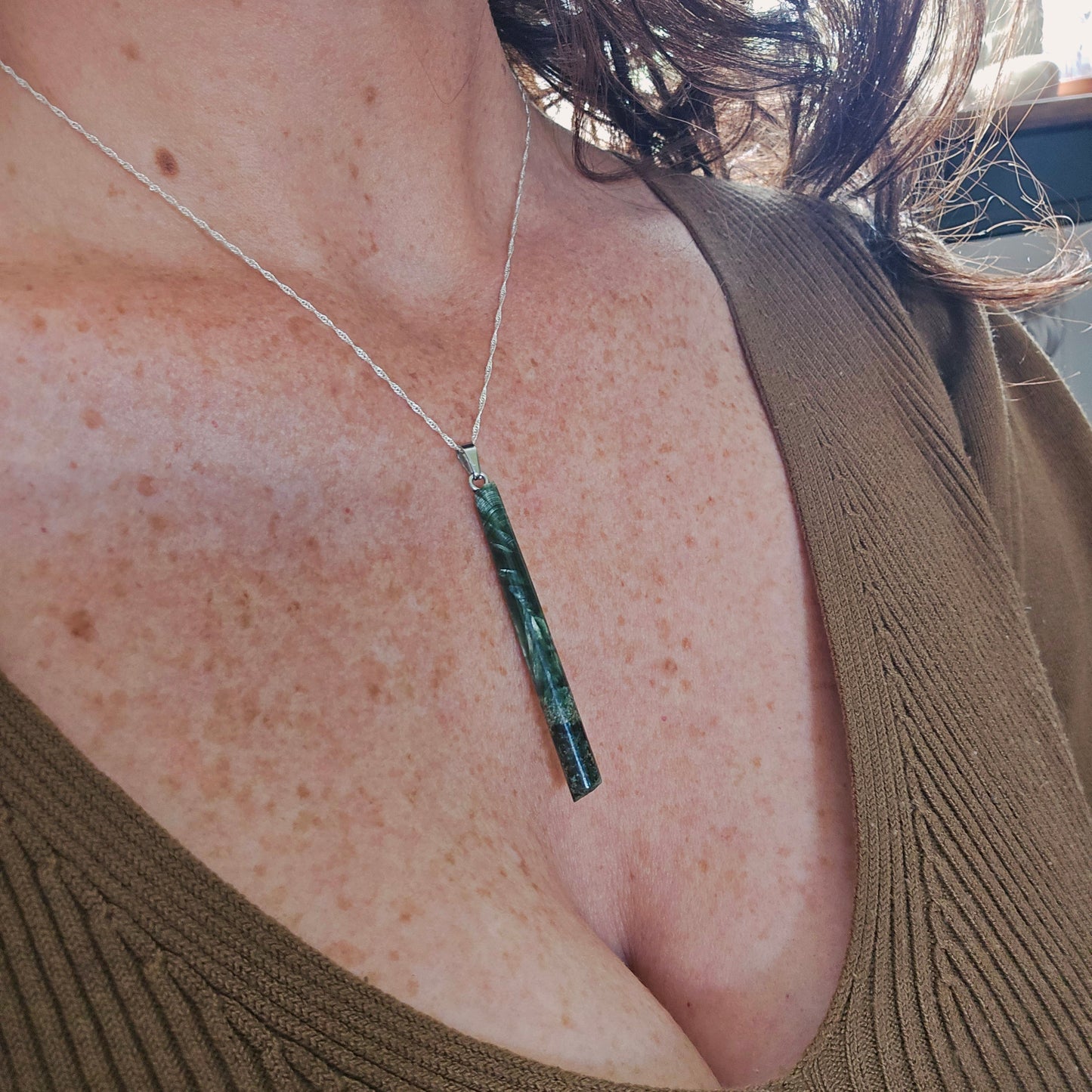 Pendentif Totem en Séraphinite - n°1
