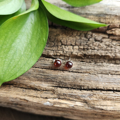 Boucles d'oreilles en Cornaline - Clous - Argent 925