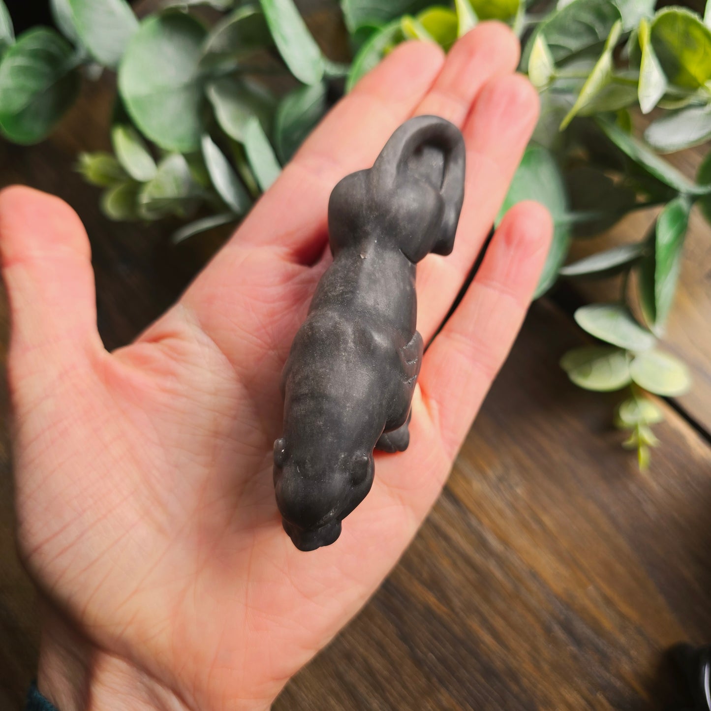 Léopard en Obsidienne argentée mate