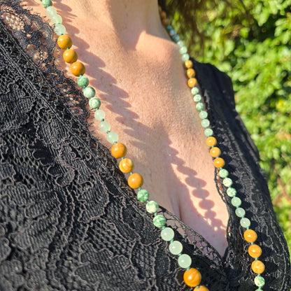 Mala Terre - Ancrage profond - Bois fossile, Agate arbre et Aventurine verte - Arbre de vie