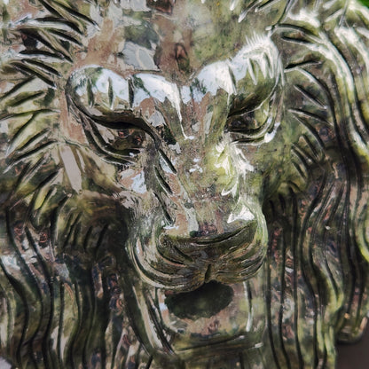 Sculpture Tête de Lion en Jade vert