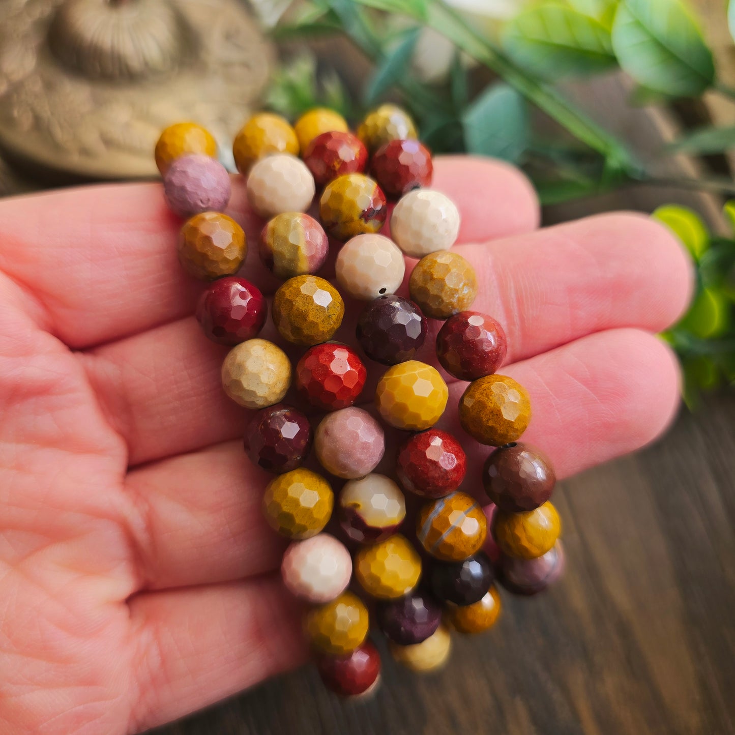 Bracelet en Jaspe mokaïte - perles facettées - 8mm