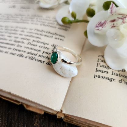 Bague réglable Vénus - Onyx vert - Argent 925