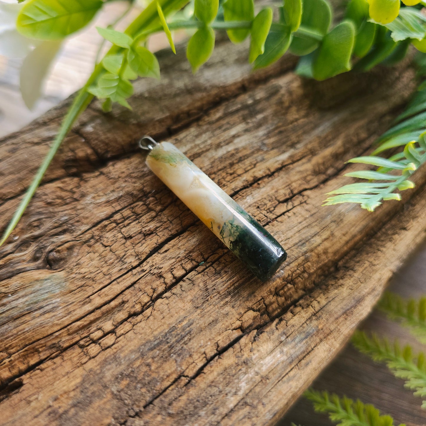 Pendentif Totem en Agate mousse - n°3