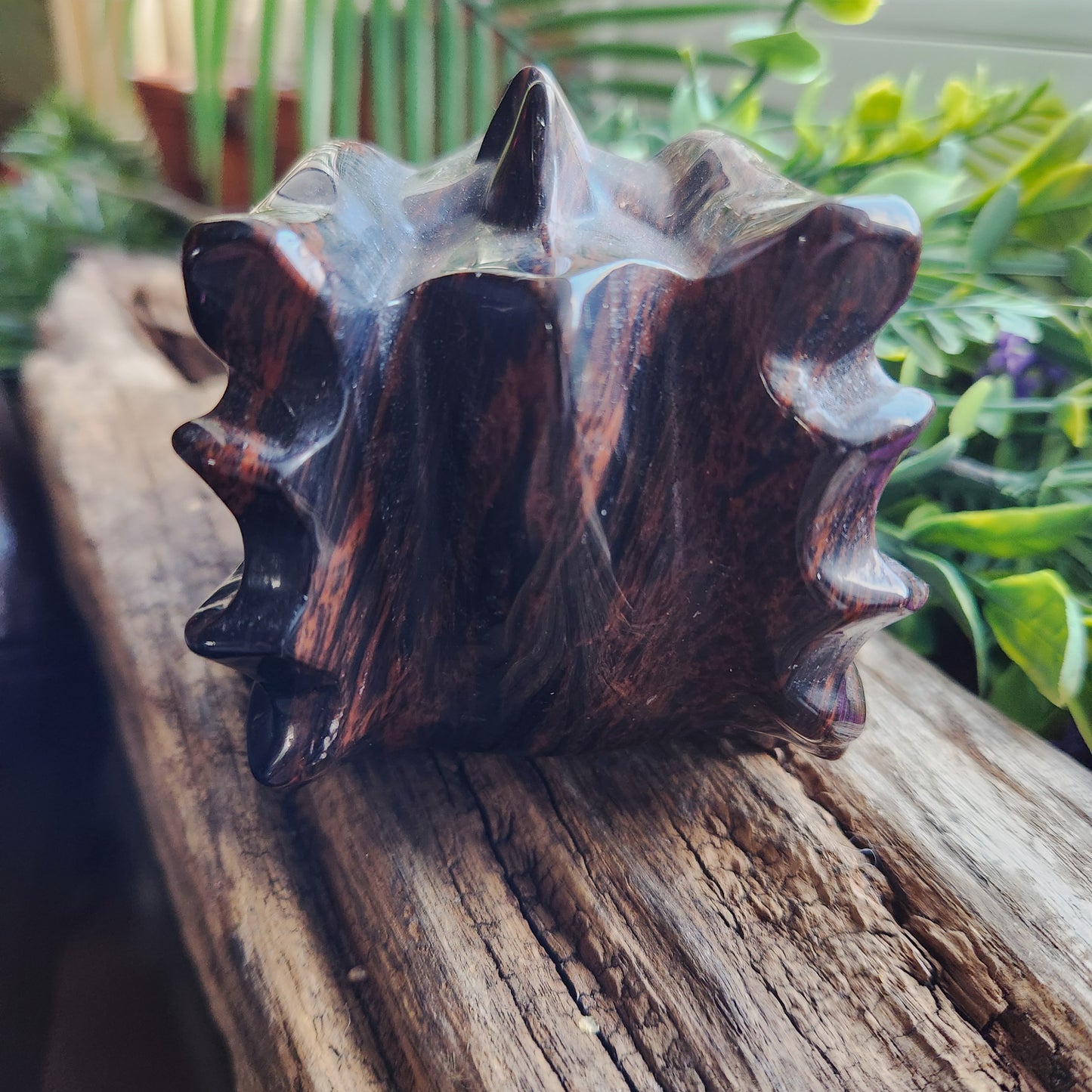 Tête de dragon en Obsidienne acajou