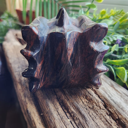 Tête de dragon en Obsidienne acajou