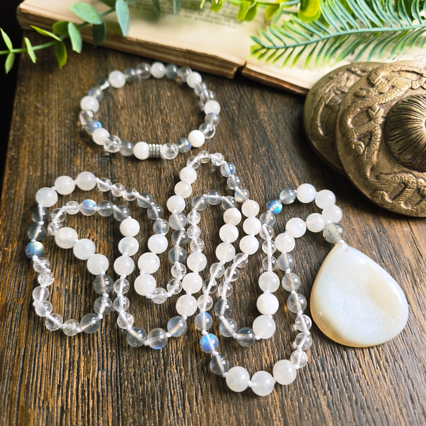 Mala Air - Paix intérieure - Pierre de lune, Labradorite et Cristal de roche - Agate cristallisée