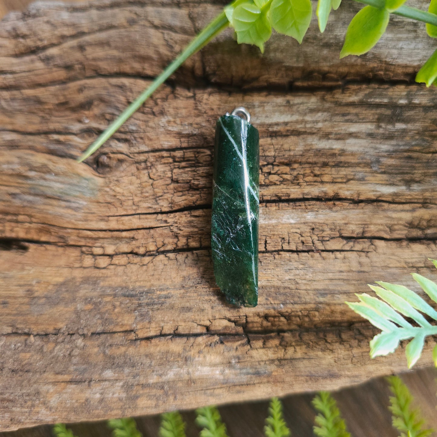 Pendentif Totem en Agate mousse - n°1