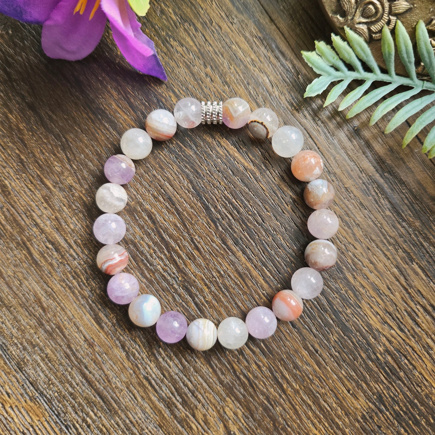 Bracelet en Agate mexicaine - 8mm