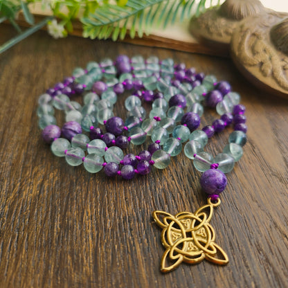 Mala Ether - Eveil spirituel - Fluorite, Améthyste et Charoïte - n°2