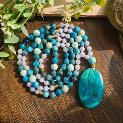 Mala Eau - Harmonie émotionnelle - Cacédoine, Apatite bleue et Aragonite bleue - Shattuckite n°1