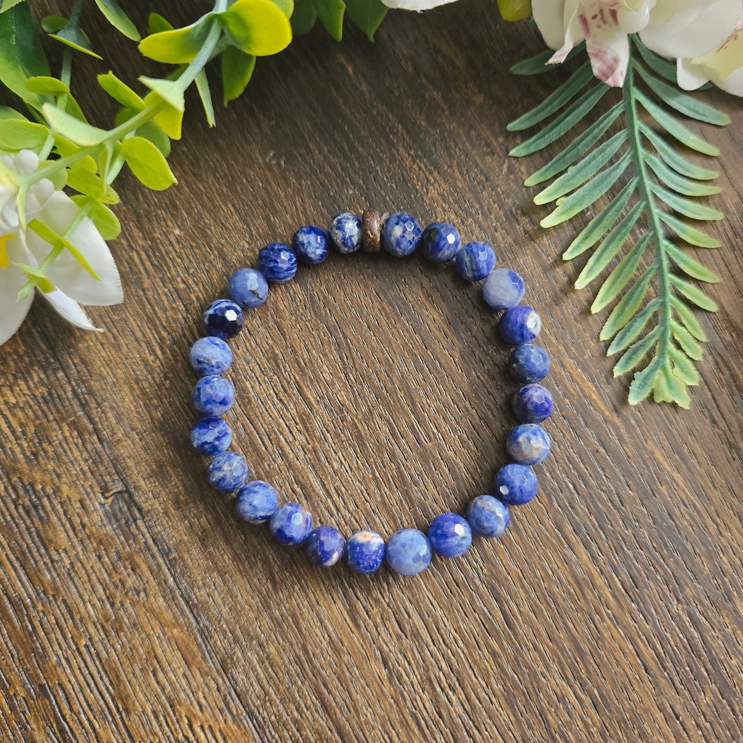 Bracelet en Sodalite - perles facettées - 8mm