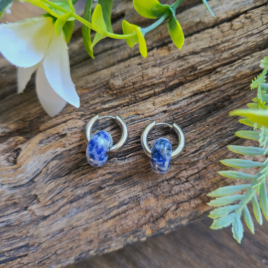 Boucles d'oreilles argentées en Sodalite - Donuts
