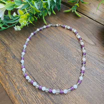Collier en Quartz rose / Améthyste / Cristal de roche