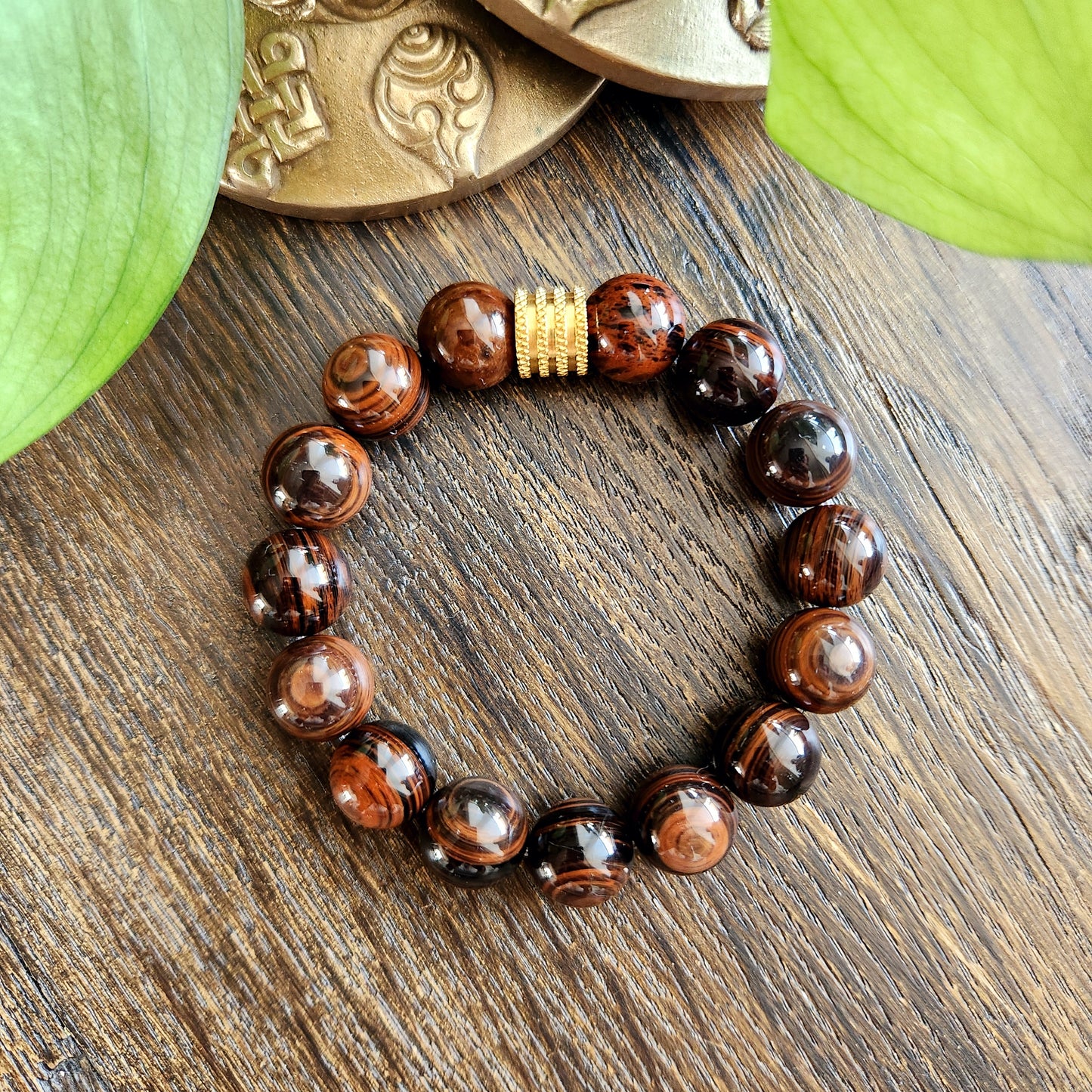 Bracelet en Obsidienne Acajou - 12mm