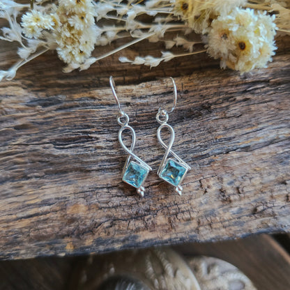 Boucles d'oreilles en Aigue marine - n°1 - Argent 925