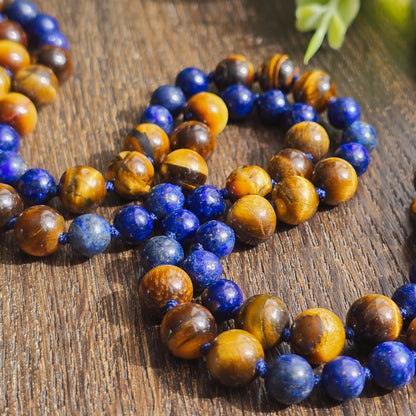 Mala Protection & Sagesse - Lapis-lazuli et Œil de tigre